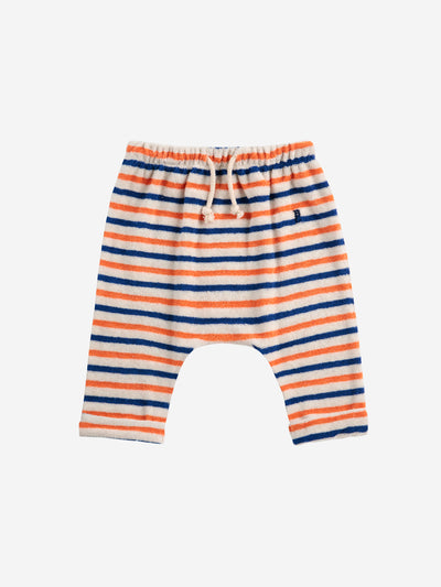 Striped terry cloth harem pants