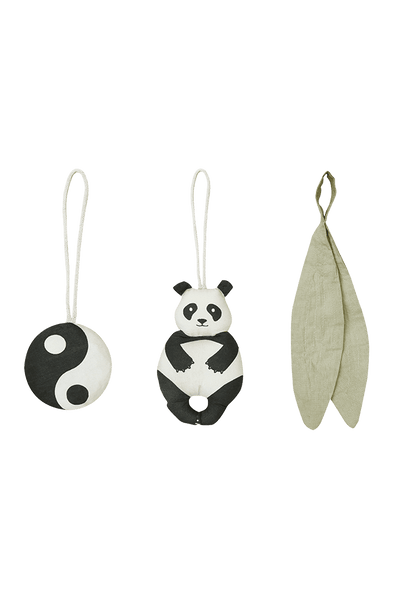 Set of 3 rattle toy hangers - Panda