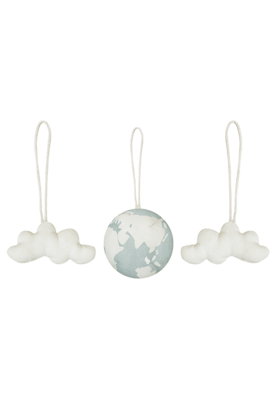 Set of 3 rattle toy hangers - World Ball