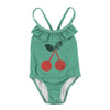 swimsuit w/ ruffles cherry print