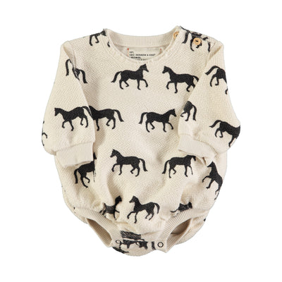 Long sleeve romper black horses