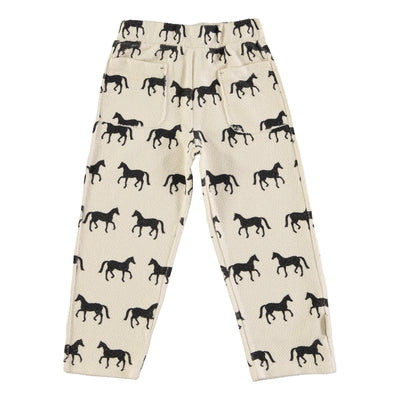 Jogging pants black horses w/ animal print