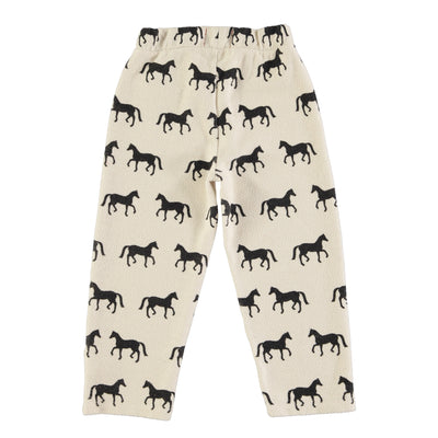 Jogging pants black horses w/ animal print