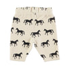 Jogging pants black horses w/ animal print