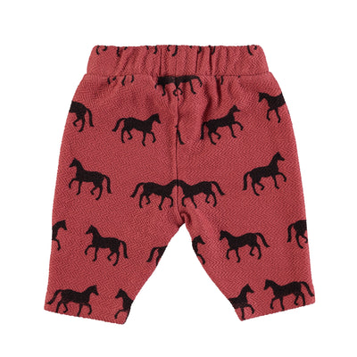 Jogging pants black horses w/ animal print