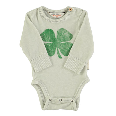 Baby long sleeve body green clover print