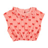 sleeveless blouse w/ collar red bows