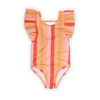 Ruffle swimsuit stripes