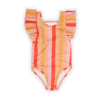 Ruffle swimsuit stripes