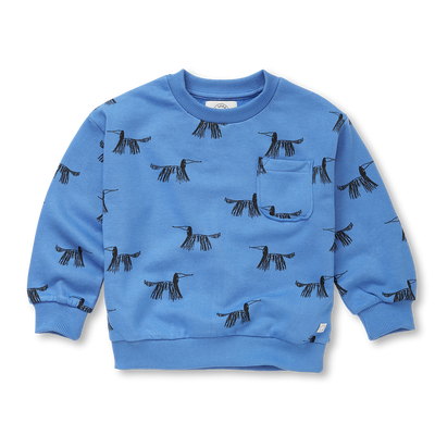 Sweatshirt pocket dogs print blue