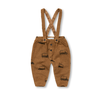 Baby suspender sweatpants oldtimer print